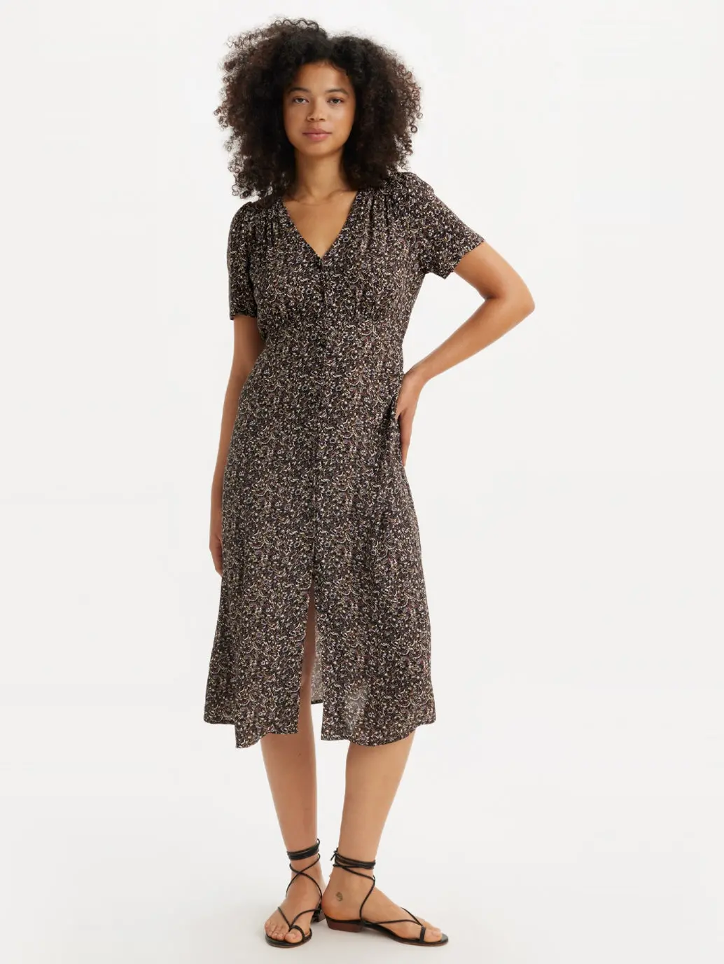 Women's Printed Multicolor Crew Neck Dress 1