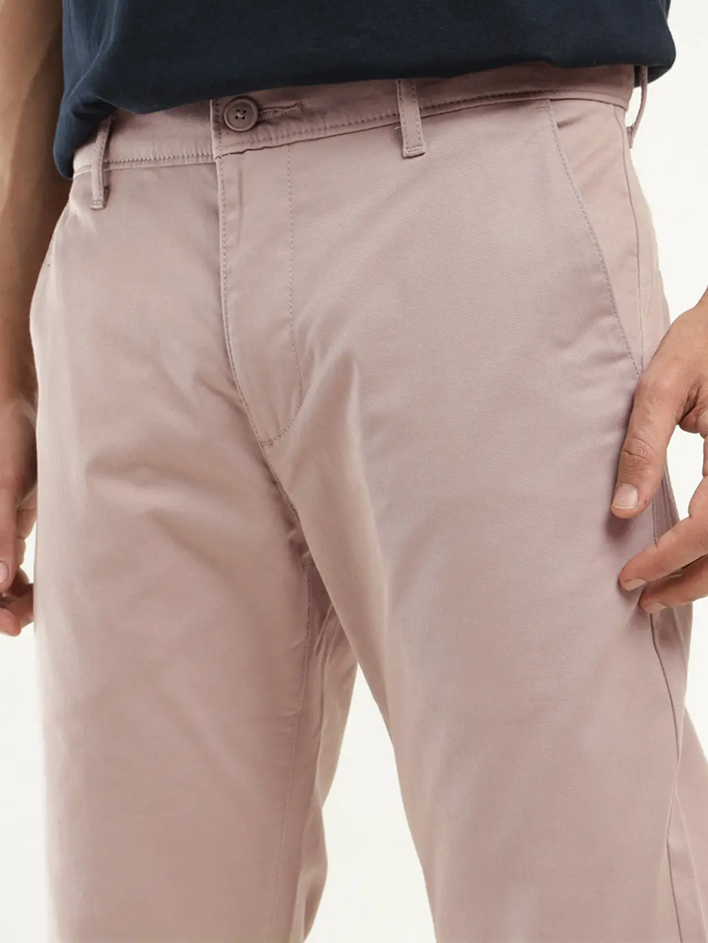Men's Beige Slim Fit Chinos 5