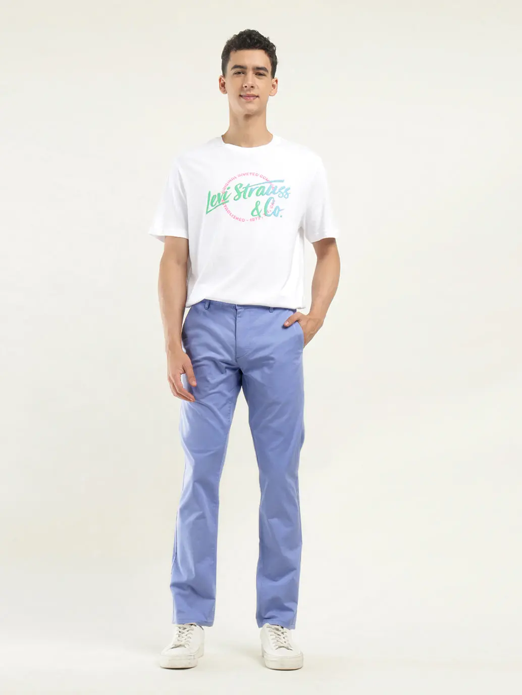 Men's Light Blue Slim Fit Chinos 1