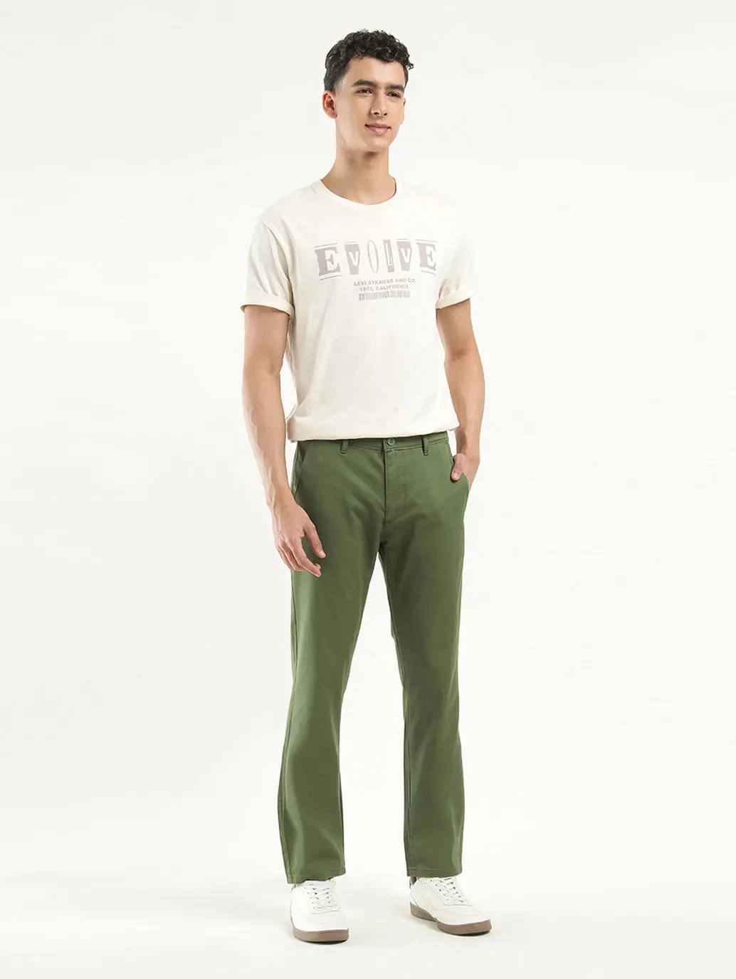 Men's Olive Slim Fit Chinos 1