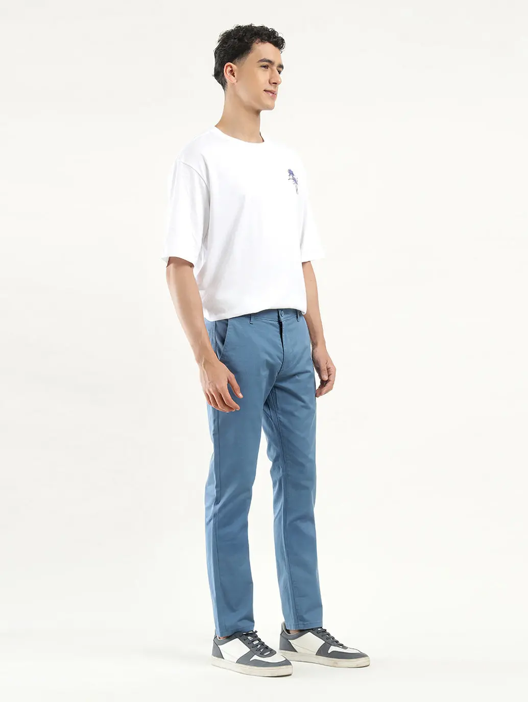 Men's Blue Slim Fit Chinos 2