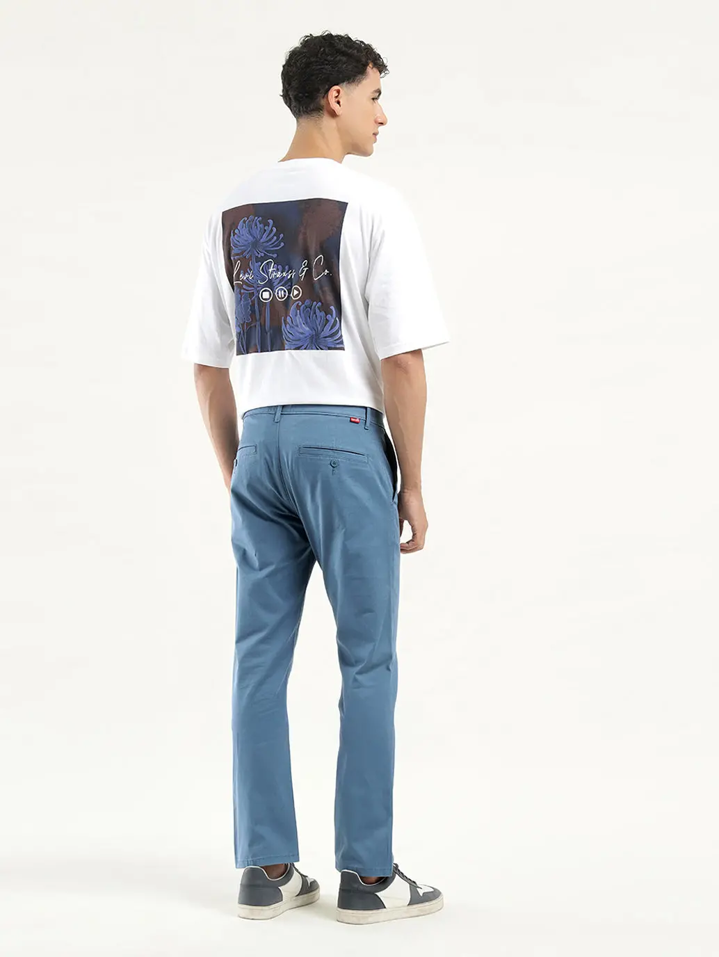Men's Blue Slim Fit Chinos 3