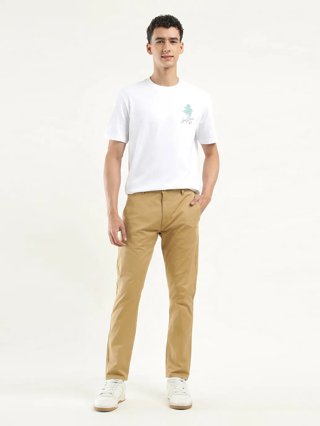 Men's Khaki Slim Tapered Fit Chinos 1