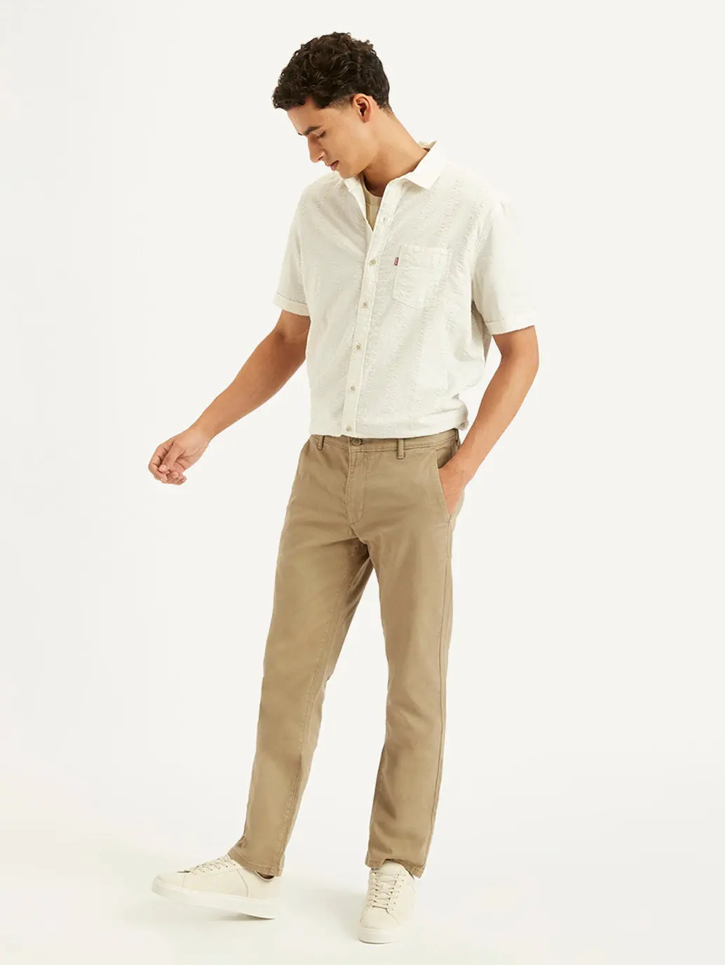 Men's Beige Slim Fit Chinos 1