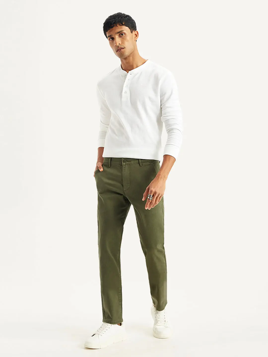 Men's Olive Slim Fit Chinos 1
