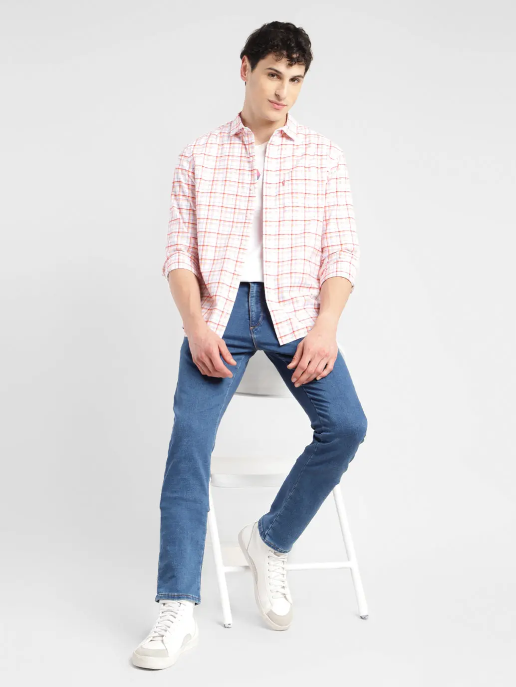 Men's 65504 Blue Skinny Fit Mid Rise Jeans 1