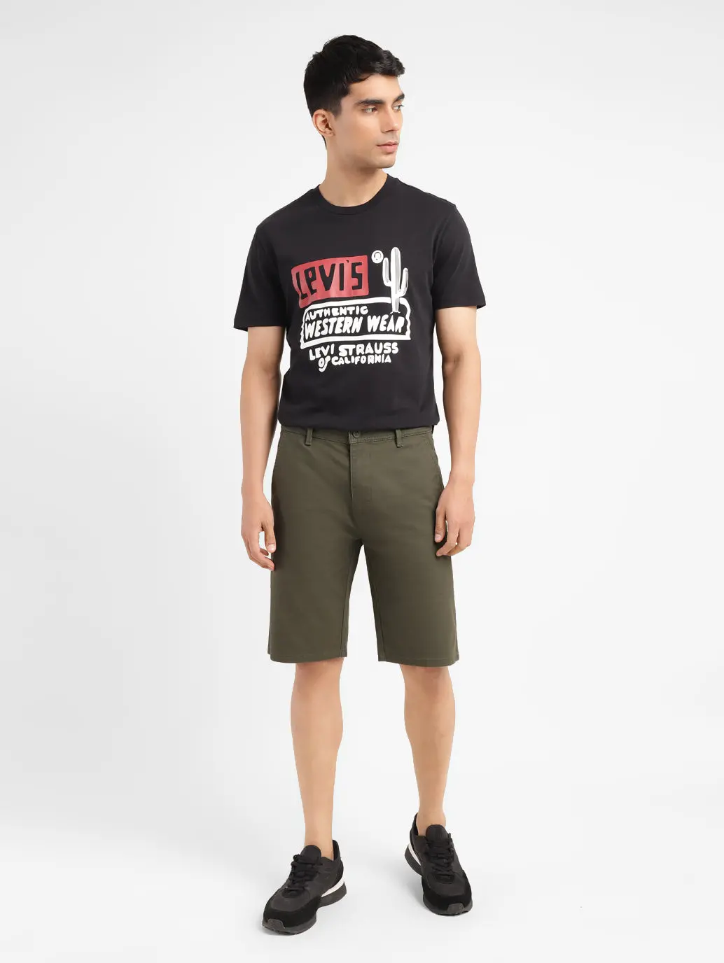 Men's Olive Tapered Shorts 1