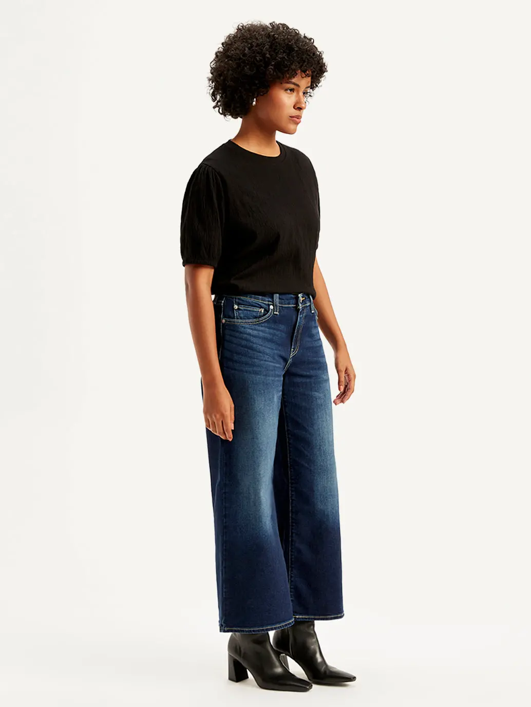 Women's 94 Indigo Baggy Wide Leg Fit Mid Rise Jeans 6