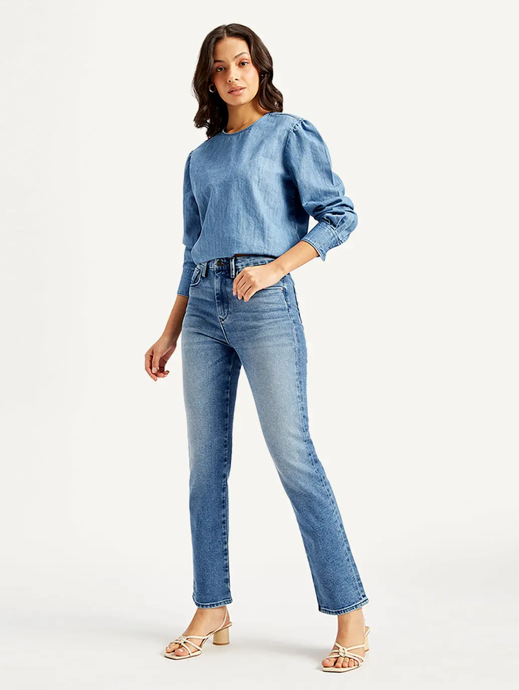 Women's Redloop 724 Blue Slim Straight Fit High Rise Jeans 1