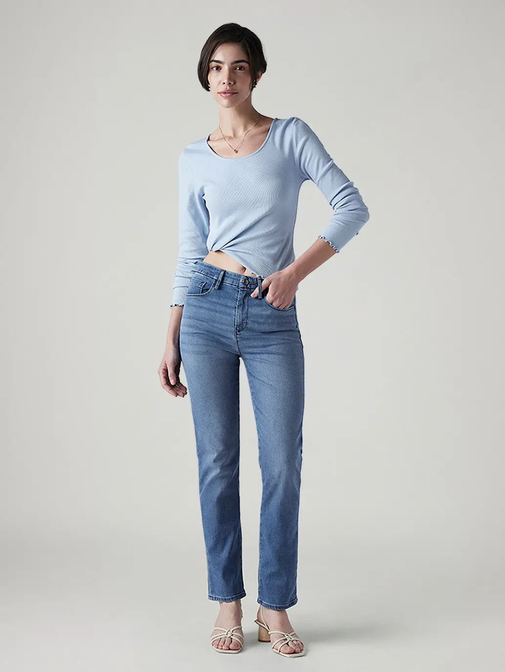 Women's 724 Dark Indigo Slim Straight Fit High Rise Redloop Jeans 1