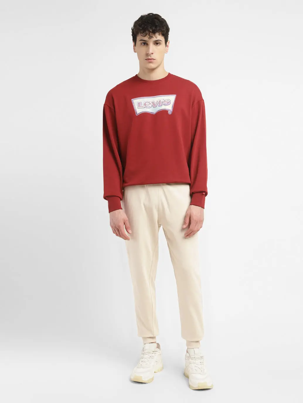 Men's Cream Solid Joggers 1