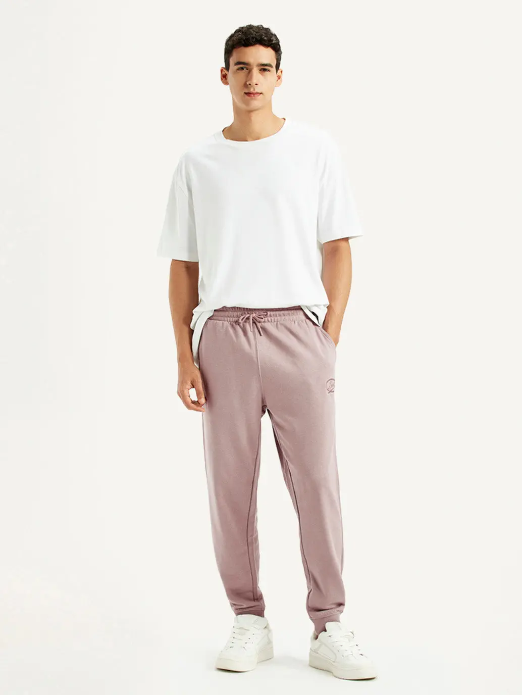 Men's Mauve Regular Fit Mid Rise Joggers 1