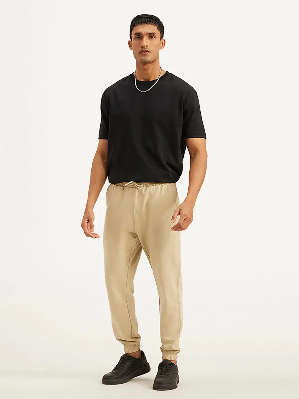 Men's Beige Regular Fit Joggers 1