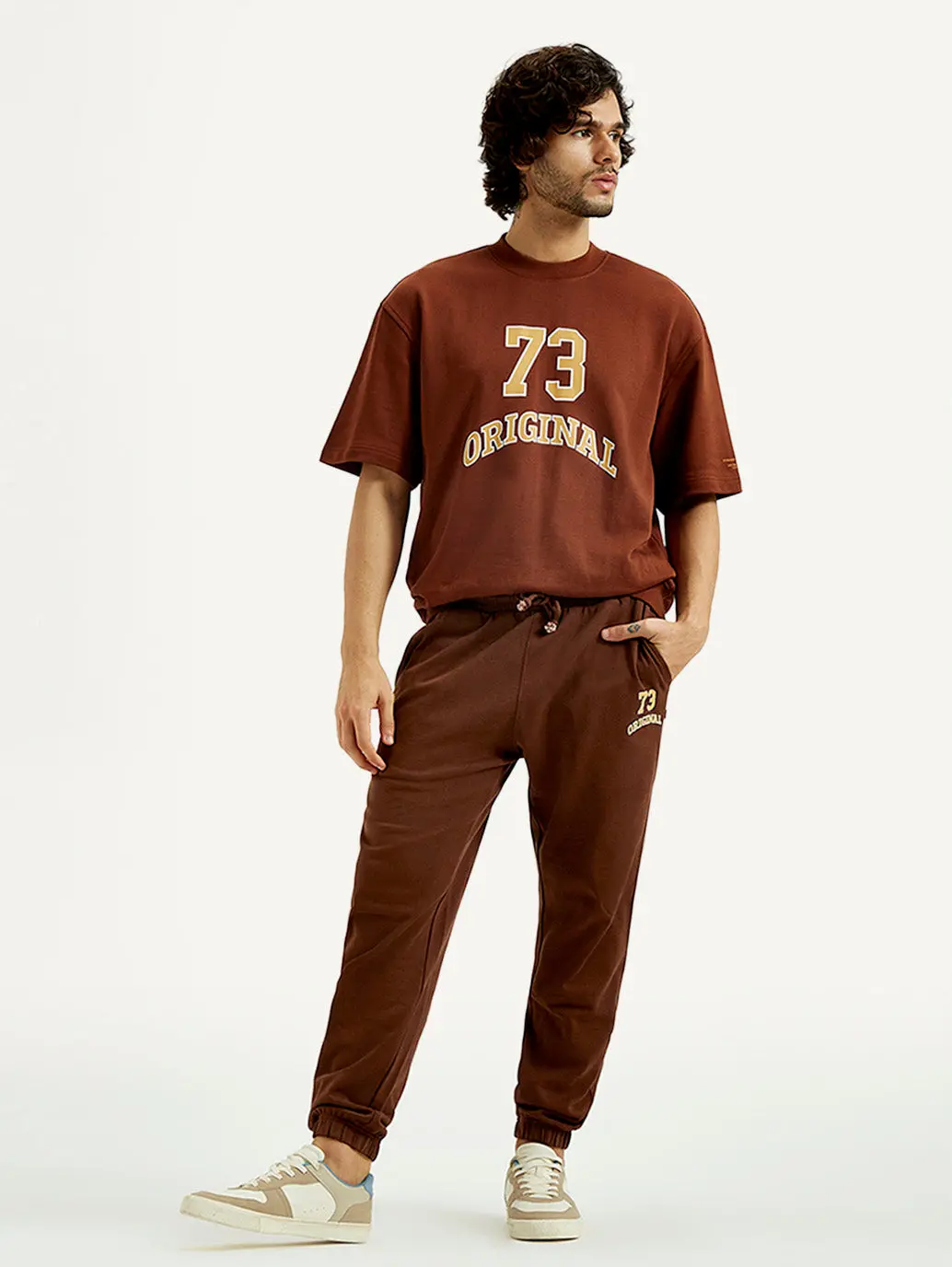 Men's Brown Solid Joggers 1