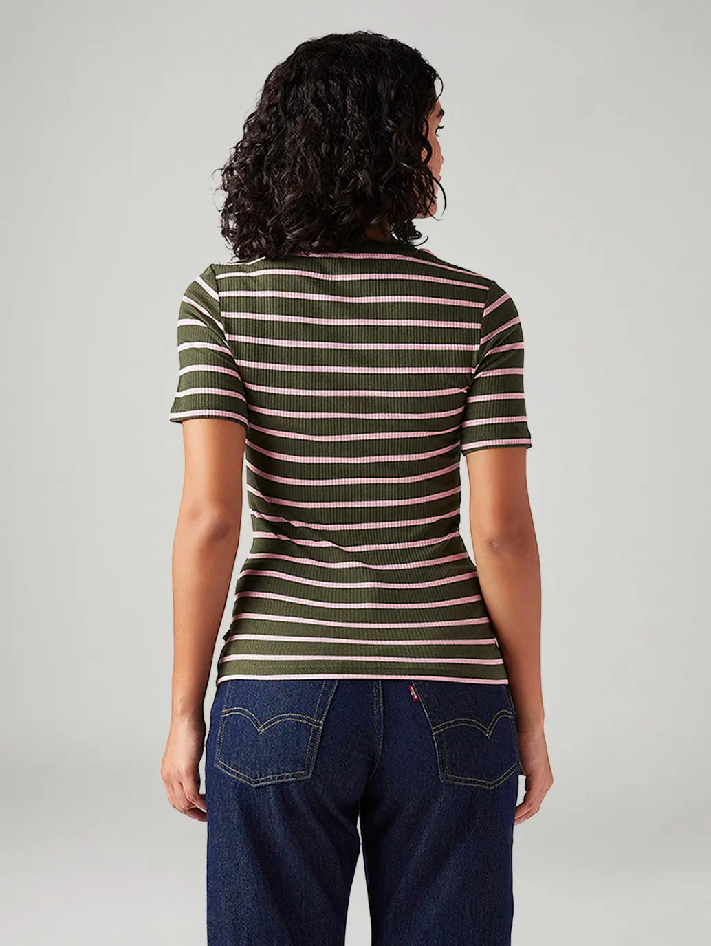Women's Striped Slim Fit Ribbed Top 3