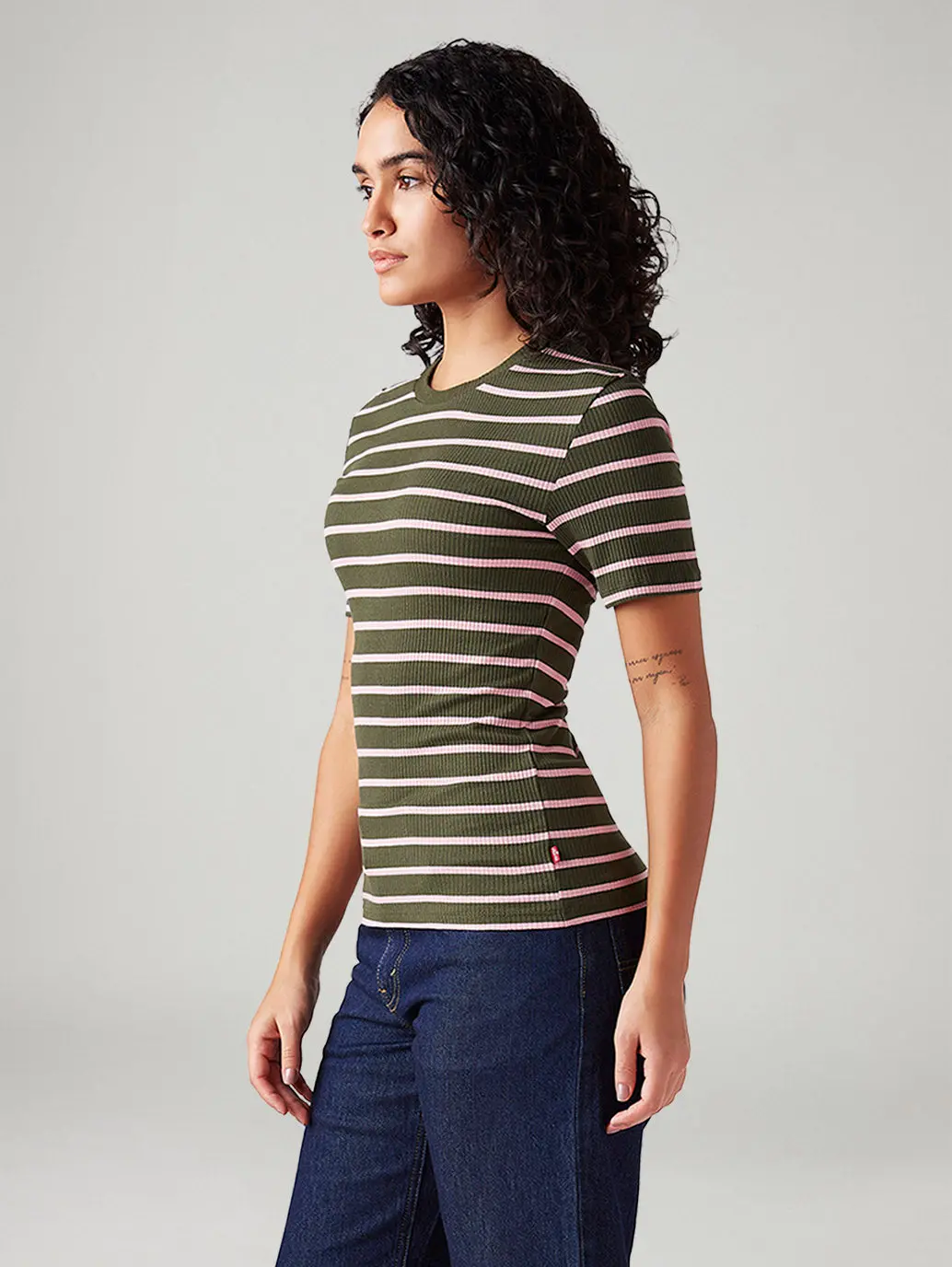 Women's Striped Slim Fit Ribbed Top 5