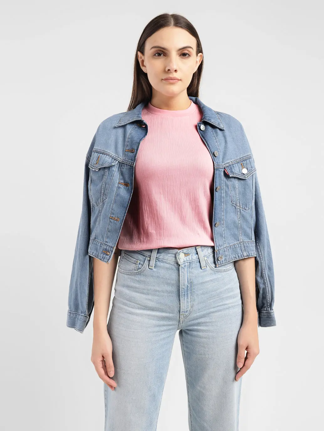 Women's Textured Crew Neck Cropped T-Shirt 1