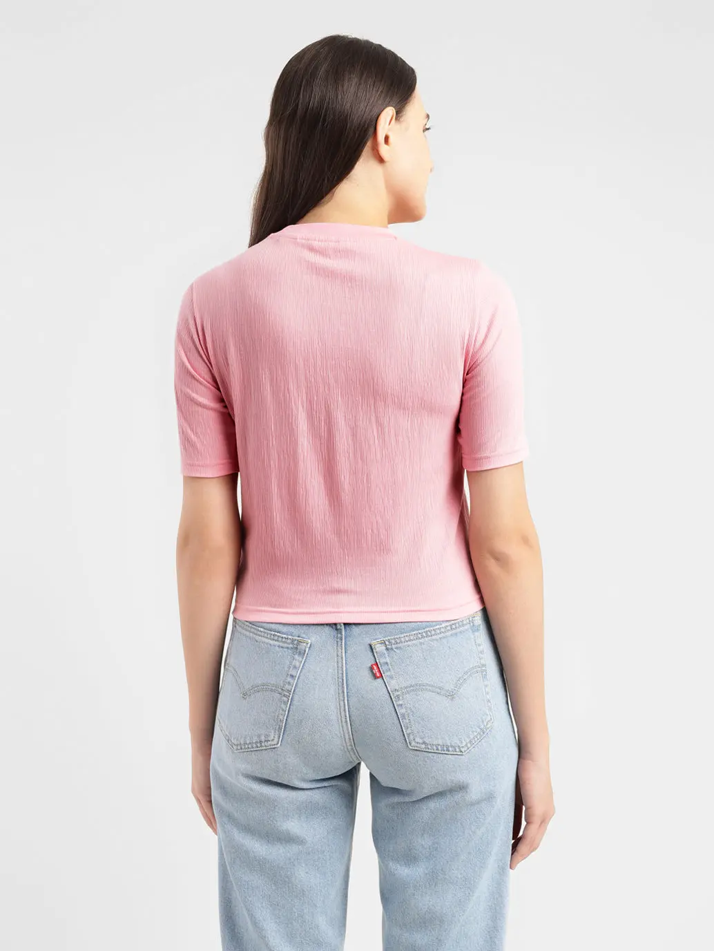 Women's Textured Crew Neck Cropped T-Shirt 3