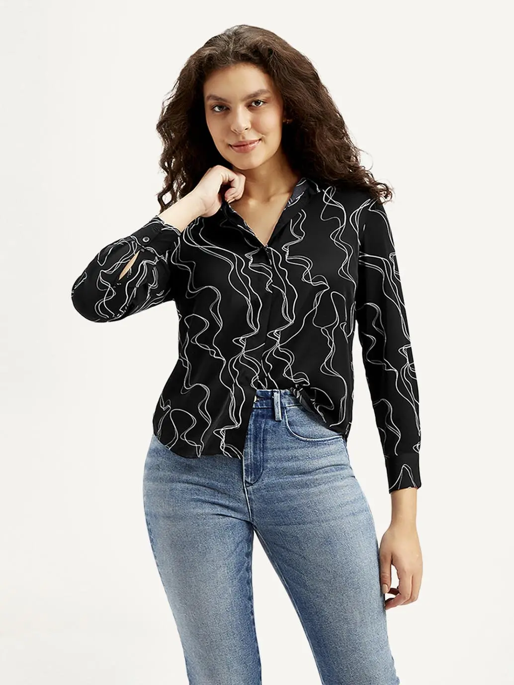 Women's Abstract Spread Collar Shirt 1