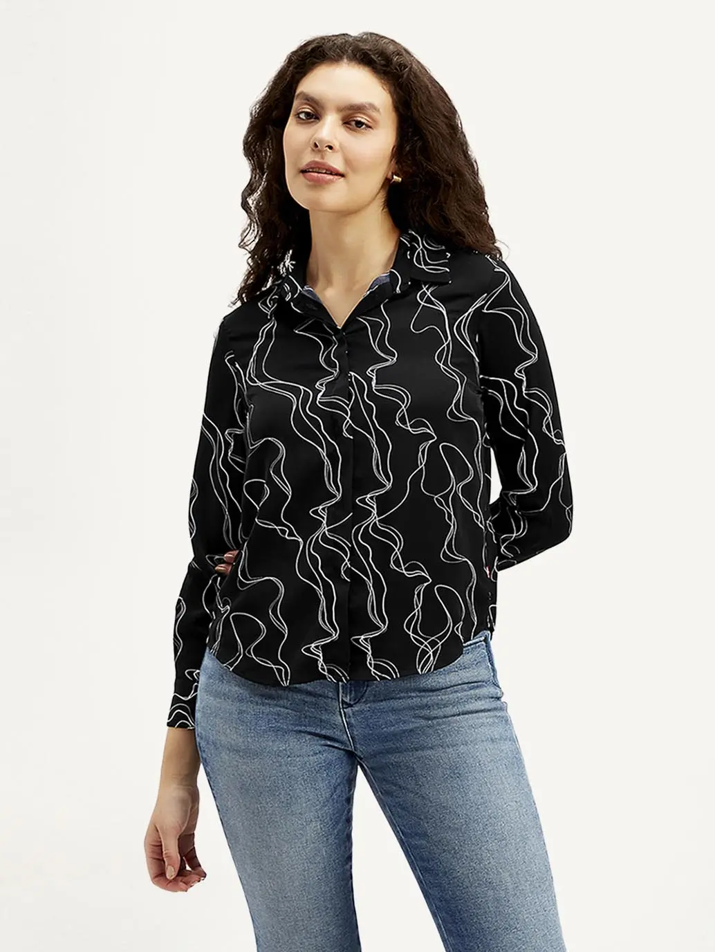 Women's Abstract Spread Collar Shirt 2