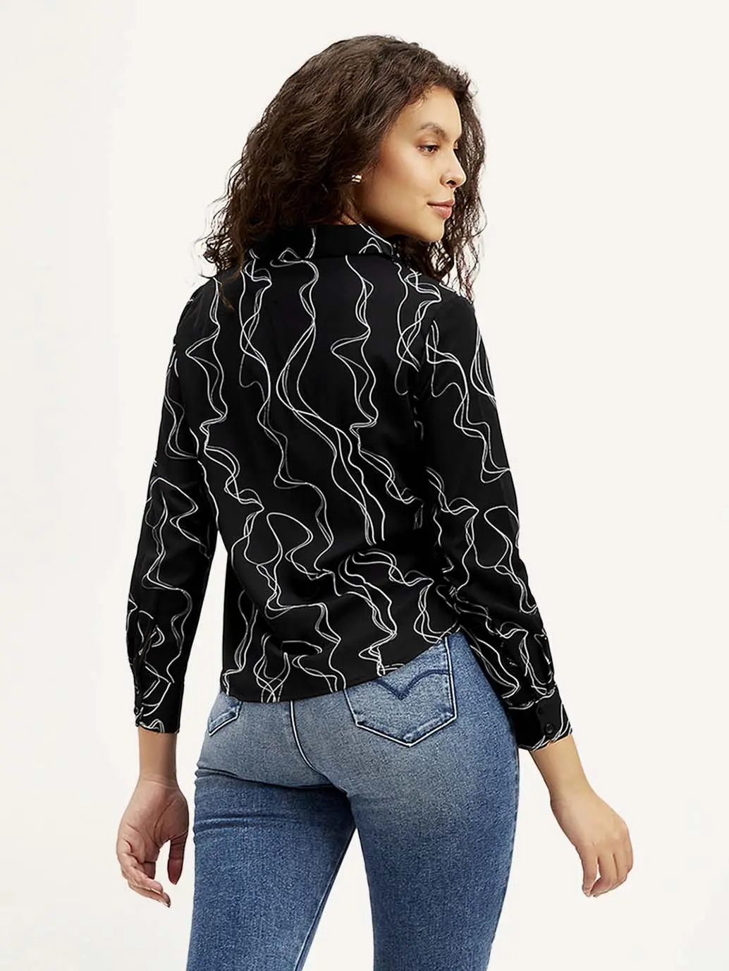 Women's Abstract Spread Collar Shirt 3