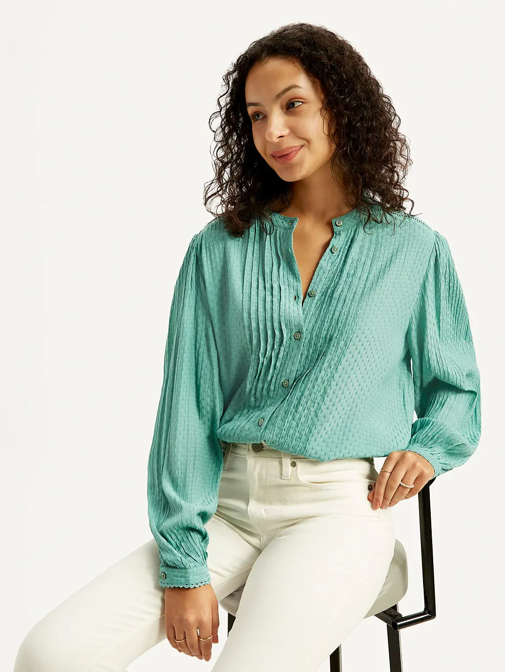 Women's Self Design Band Neck Top 1
