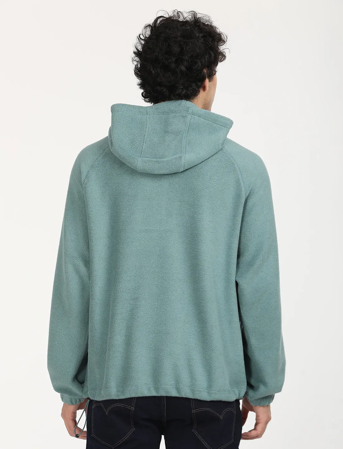 Men's Solid Green Hooded Sweatshirt 3