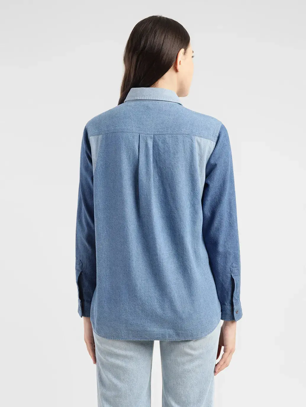 Women's Colorblock Spread Collar Shirt 3