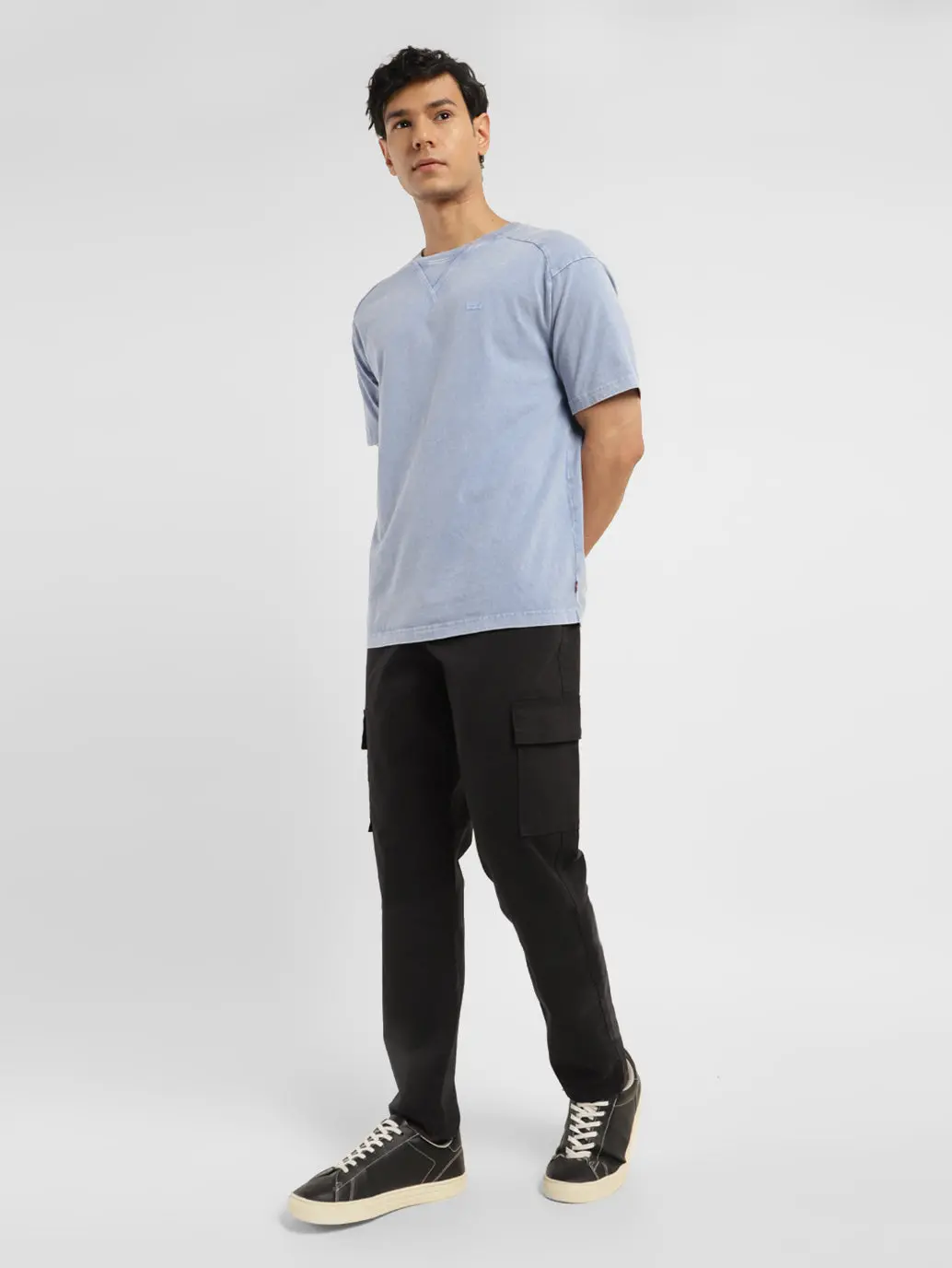 Men's Black Loose Fit Cargo Trousers 1