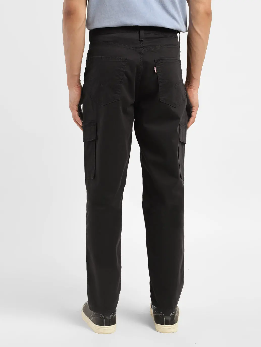 Men's Black Loose Fit Cargo Trousers 2