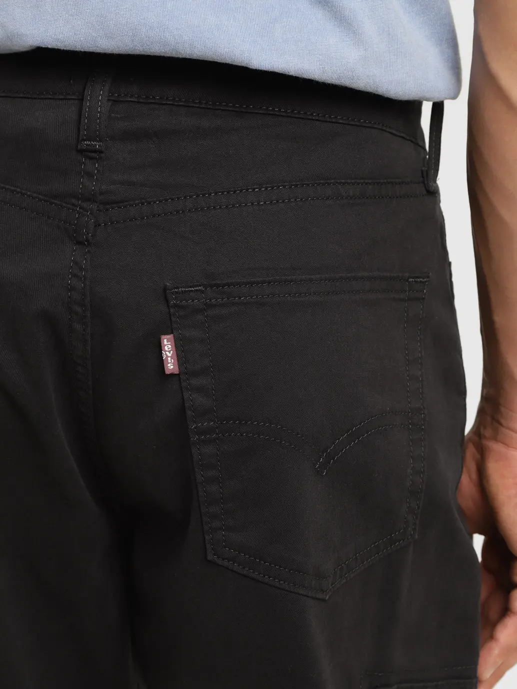 Men's Black Loose Fit Cargo Trousers 5