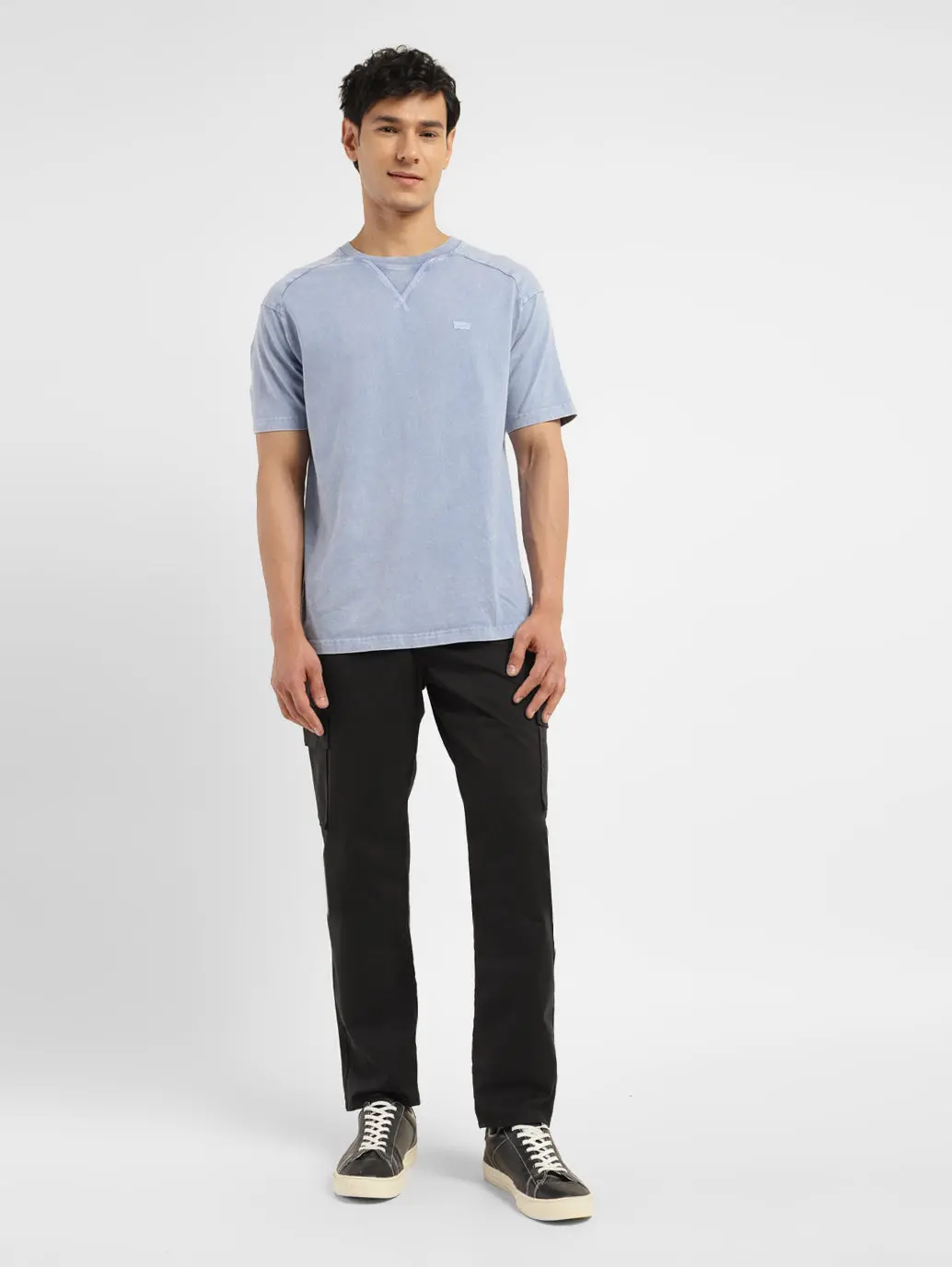 Men's Black Loose Fit Cargo Trousers 6