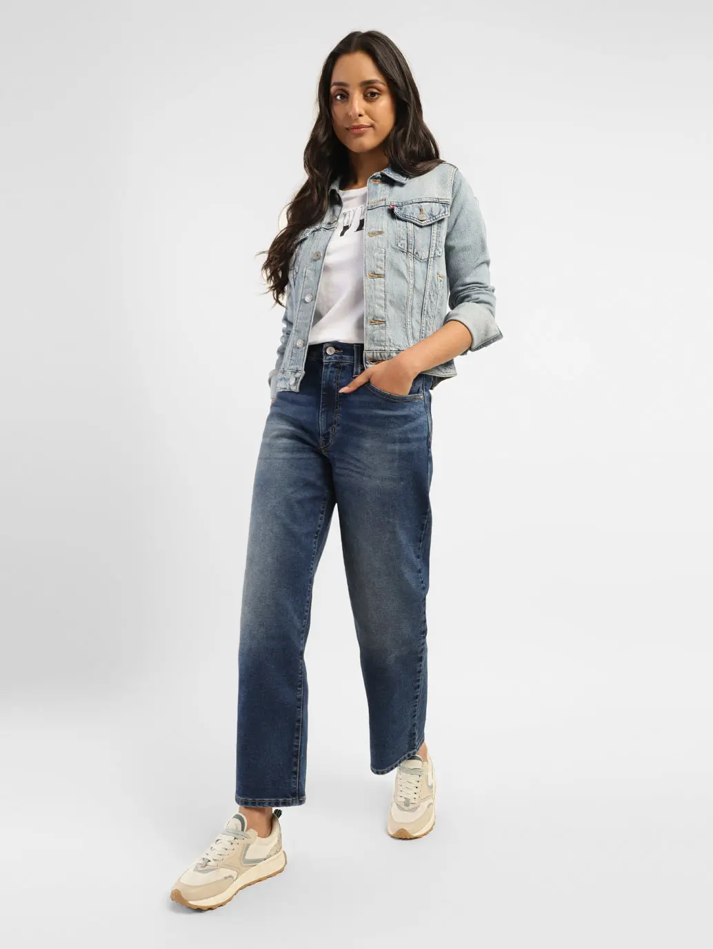 Women's 94 Blue Baggy Fit Mid Rise Jeans 1