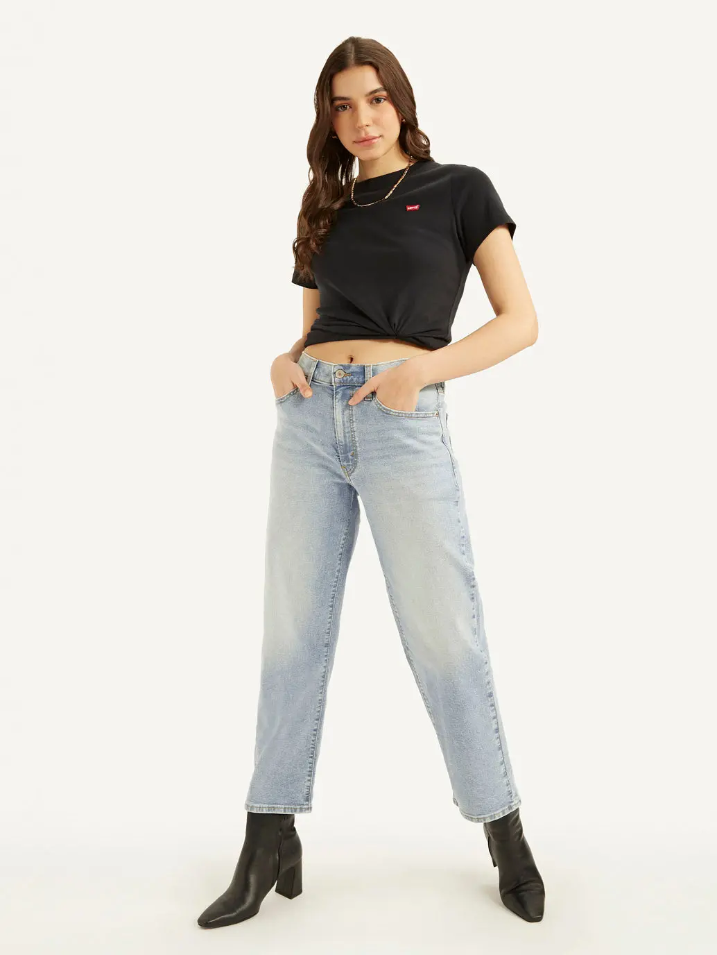 Women's 94 Blue Baggy Fit Mid Rise Jeans 1