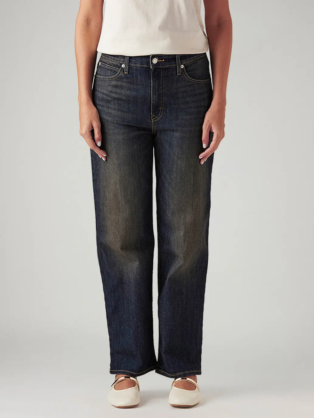 Women's 94 Dark Indigo Baggy Fit Mid Rise Tinted Jeans 3