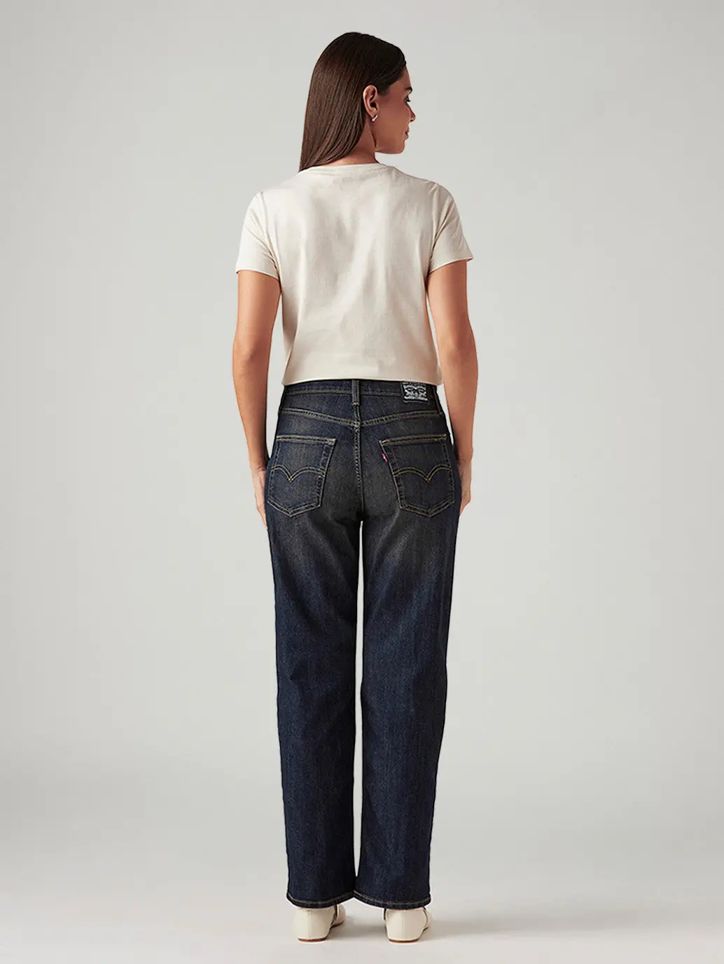 Women's 94 Dark Indigo Baggy Fit Mid Rise Tinted Jeans 5