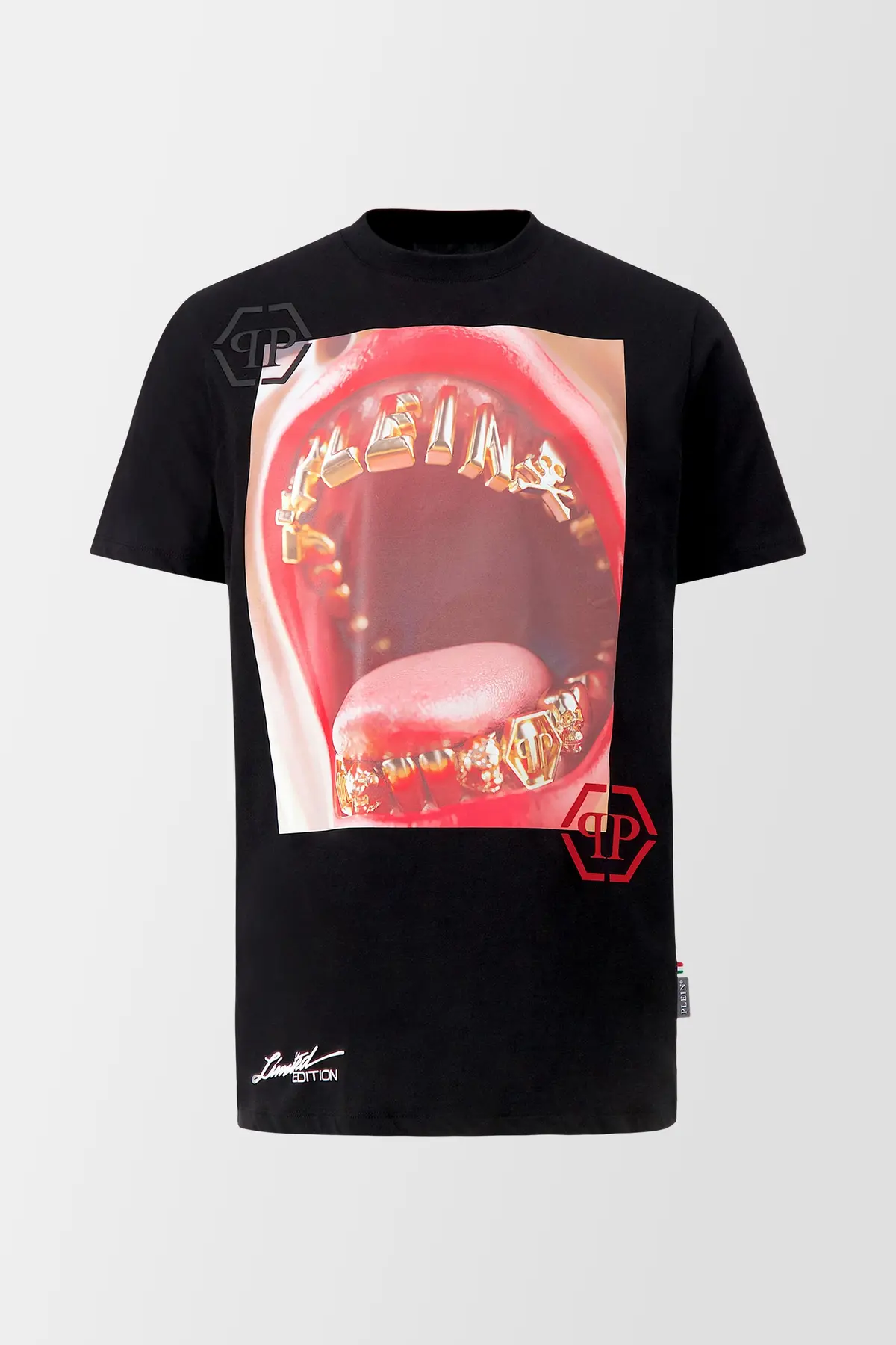 Philipp Plein Black Round Neck Limited Ss Pp Lips T-Shirt 1