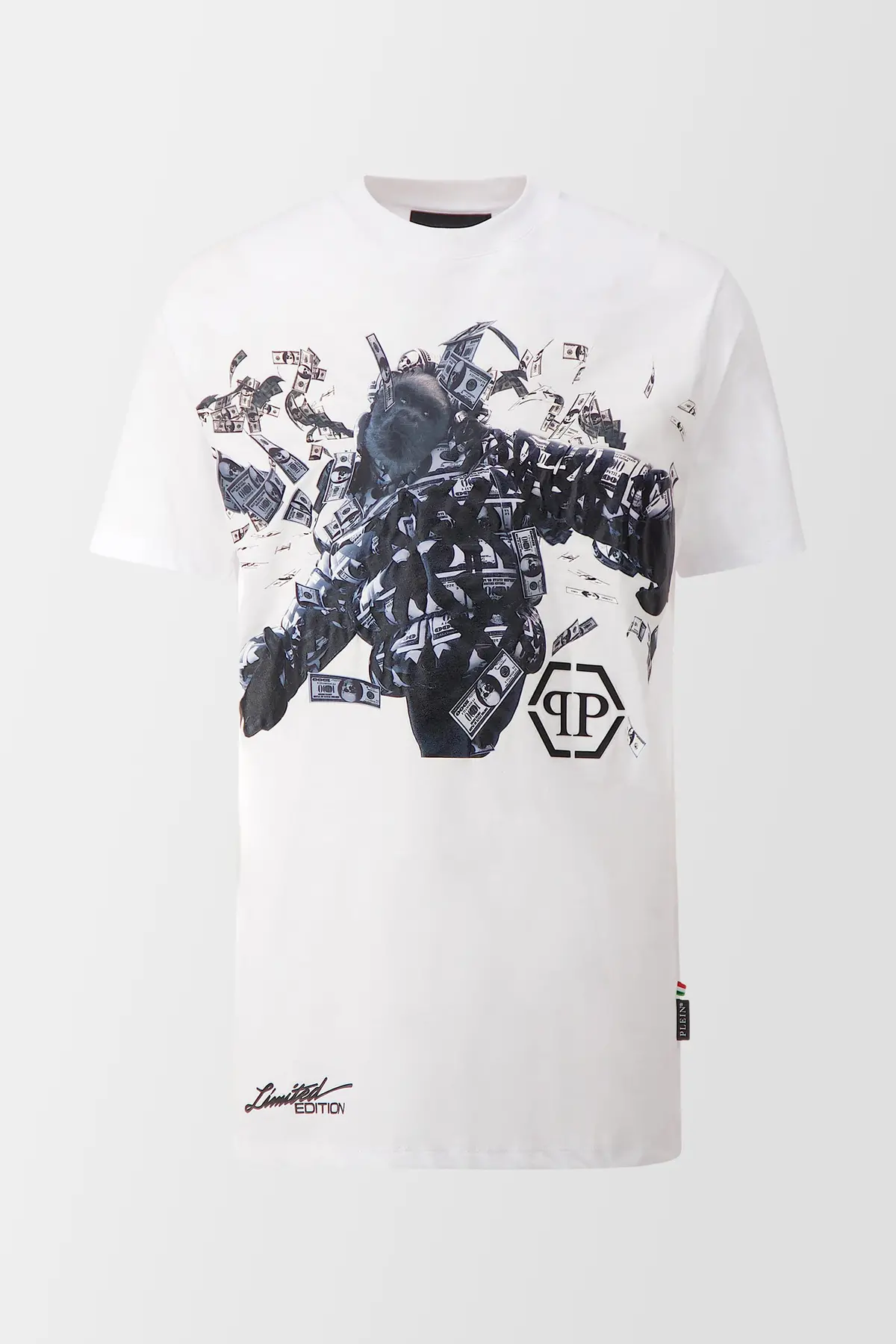 Philipp Plein White Round Neck Ss Pp Limited Dollar T-Shirt 1