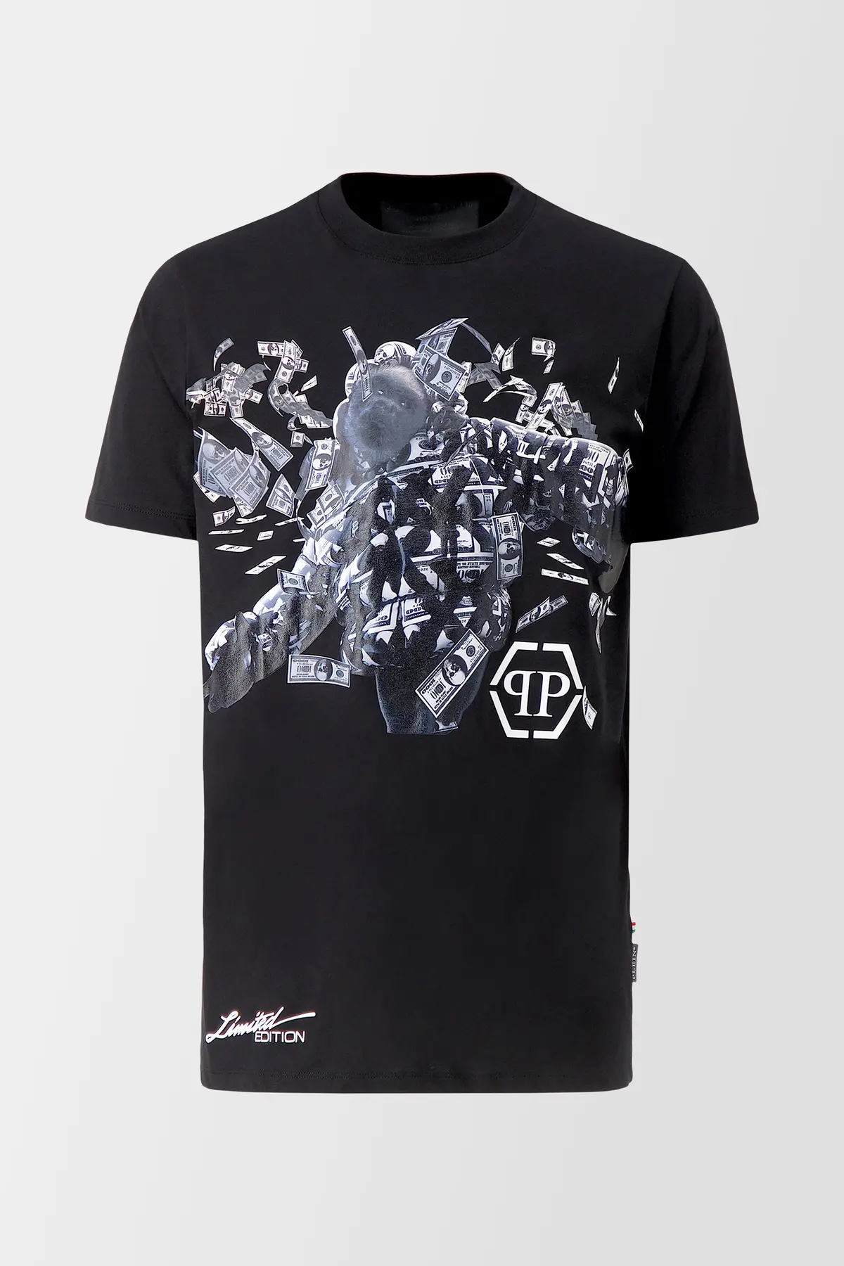 Philipp Plein Black Round Neck Ss Pp Limited Dollar T-Shirt 1