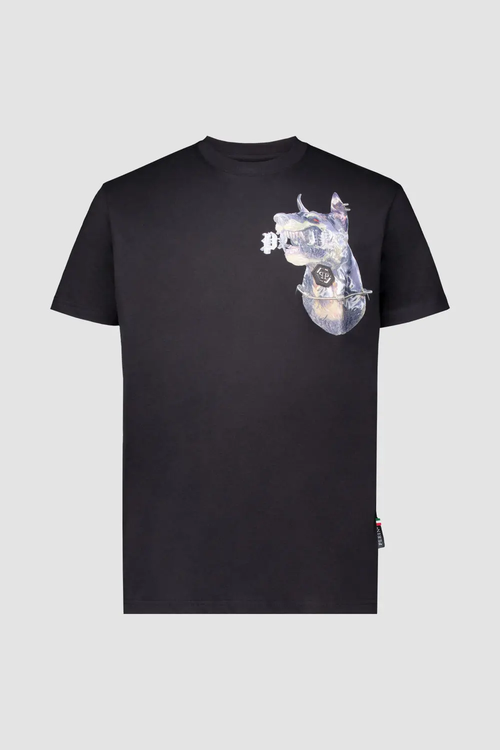 Philipp Plein Black Round Neck Ss Dog T-Shirt 1