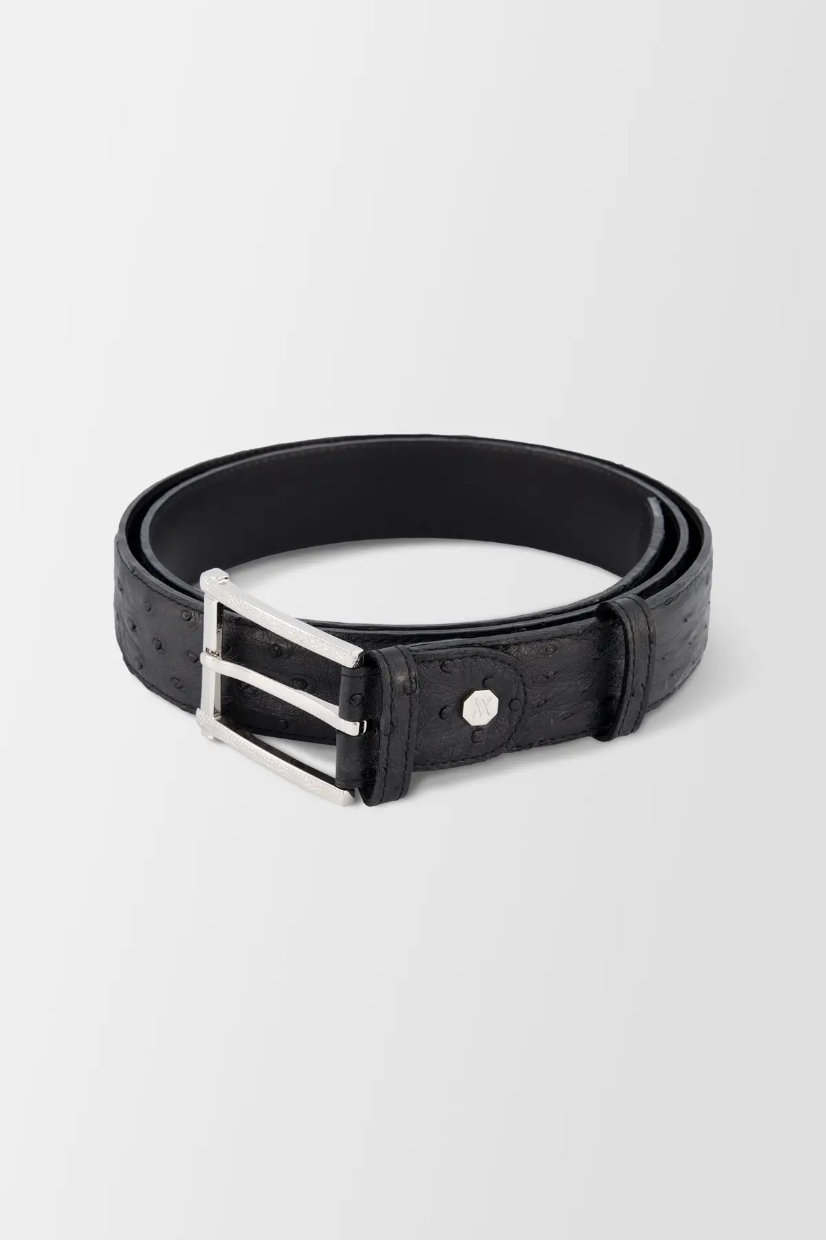 Artioli Black Ostrich Belt 1