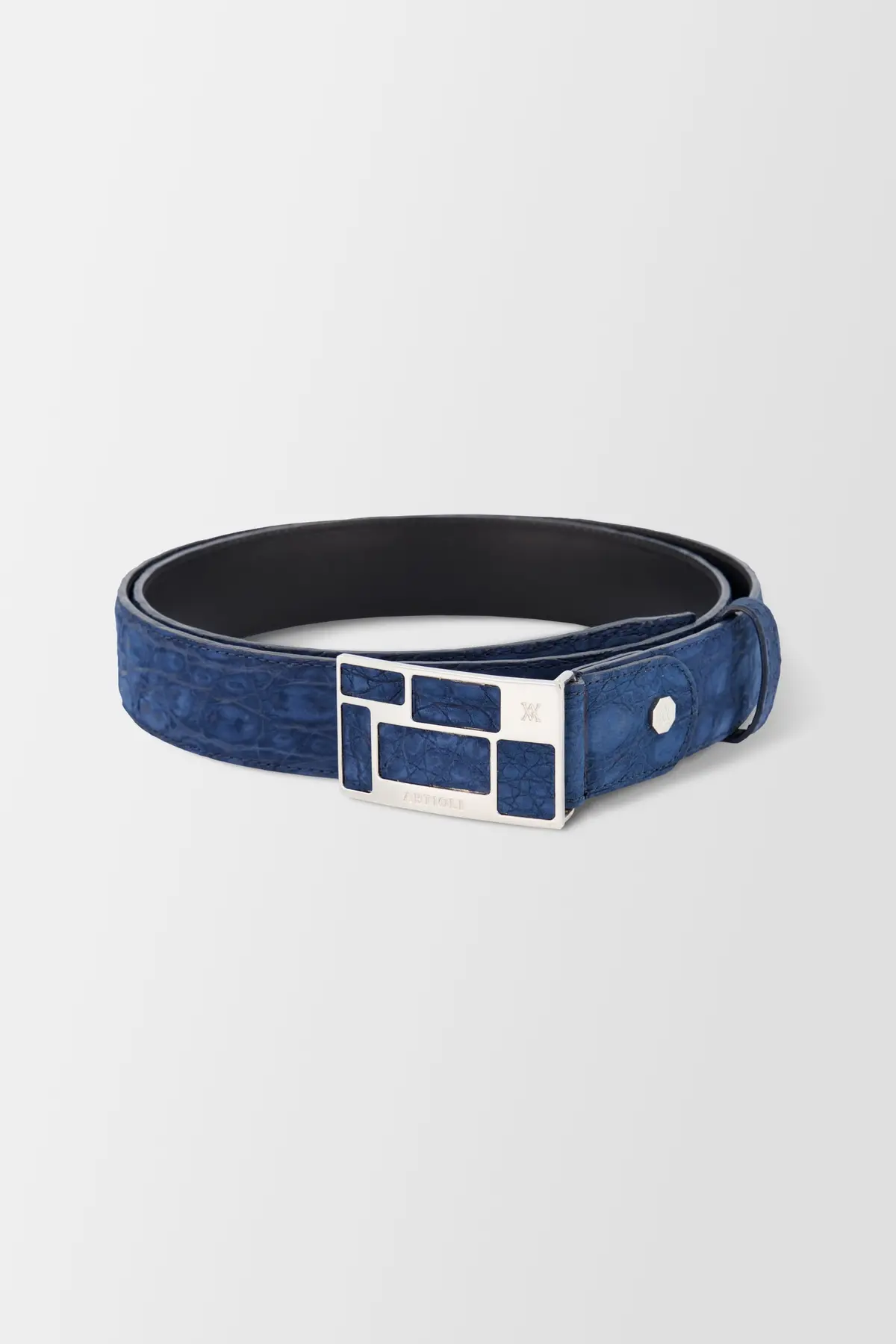 Artioli Blue Nubuk Caiman Belt 1