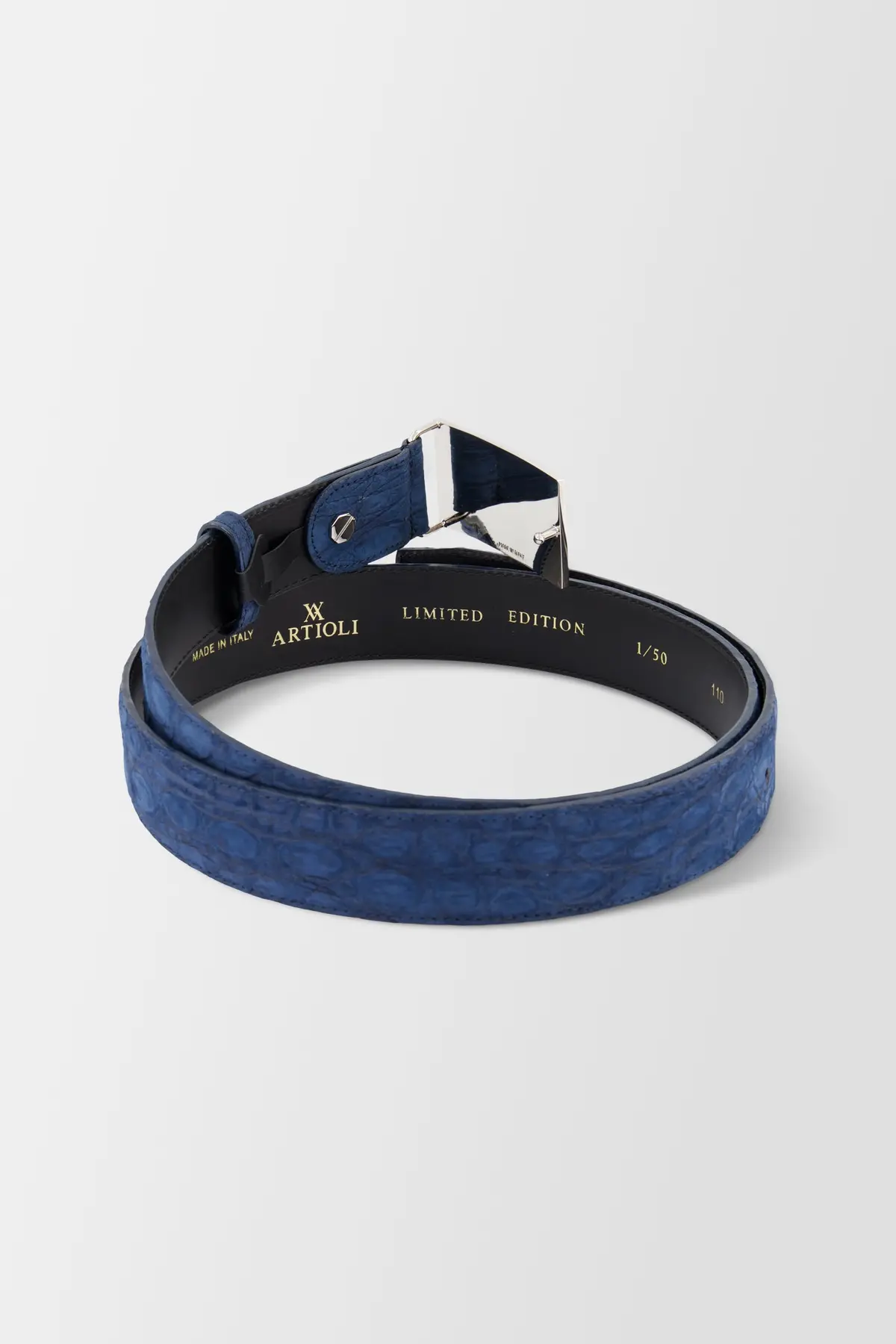 Artioli Blue Nubuk Caiman Belt 2