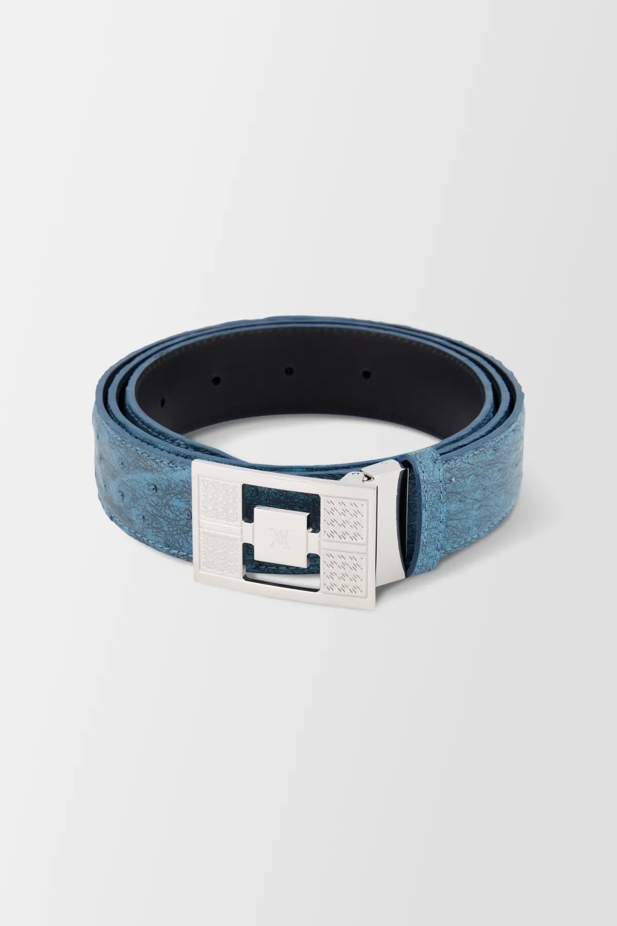 Artioli Blue Yalta Petrolio Ostrich Belt 1