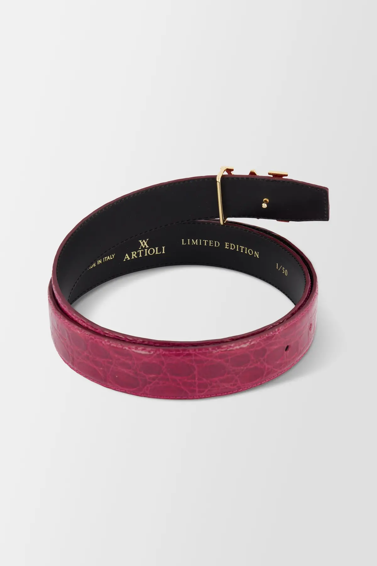 Artioli Red Bordeaux Caiman Belt 2