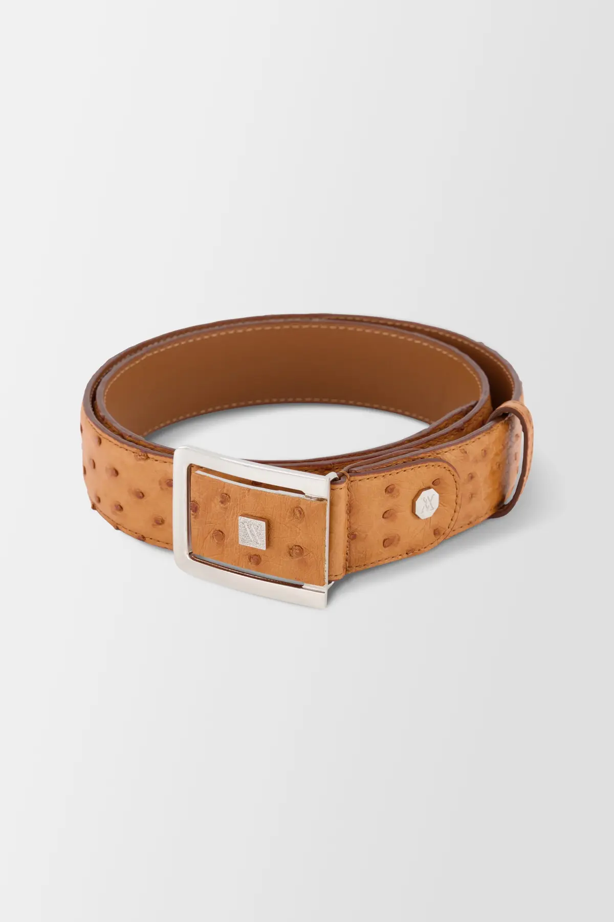 Artioli Brown Cognac Ostrich Belt 1