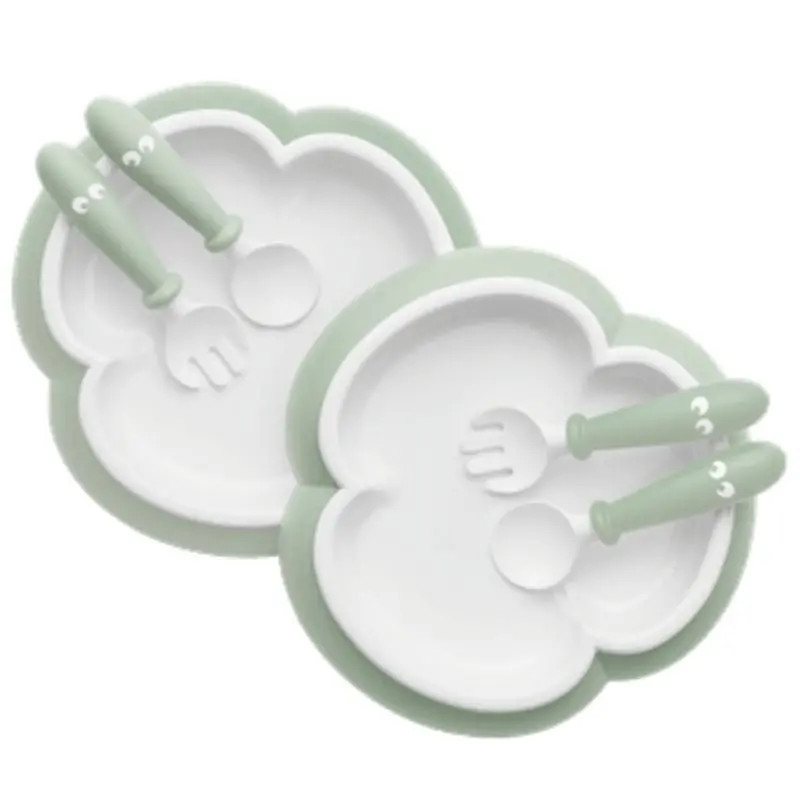 Baby Plate, Spoon And Fork - 2 Sets 1