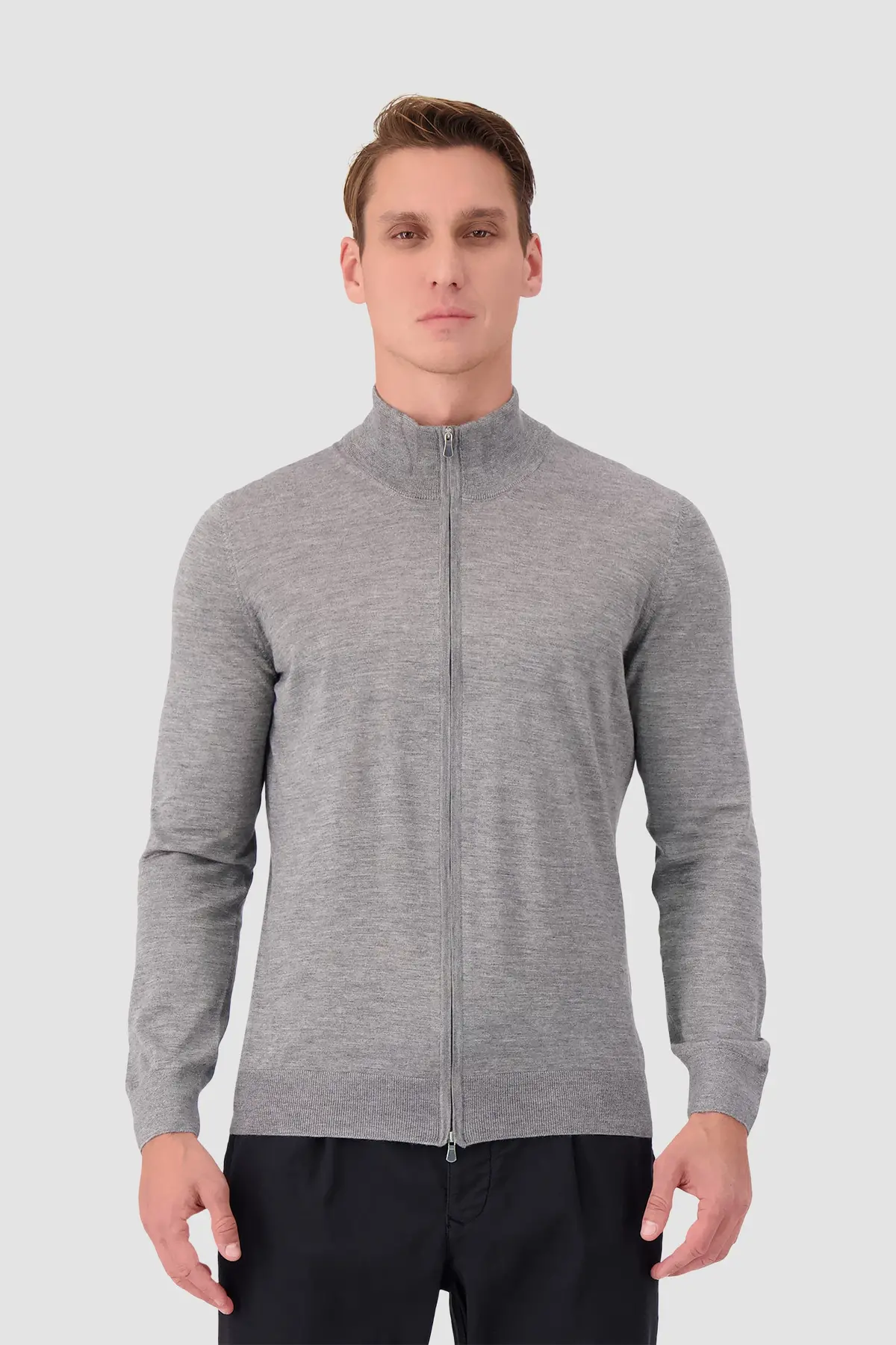 Barba Napoli Grey Zipped Guibbino Sweater 2