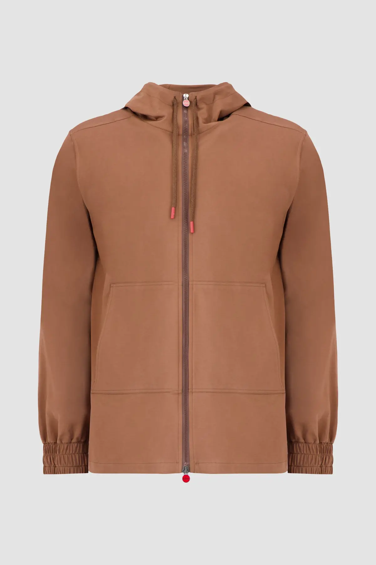 Kiton Brown Hooded Zipped Sweatshirt 1