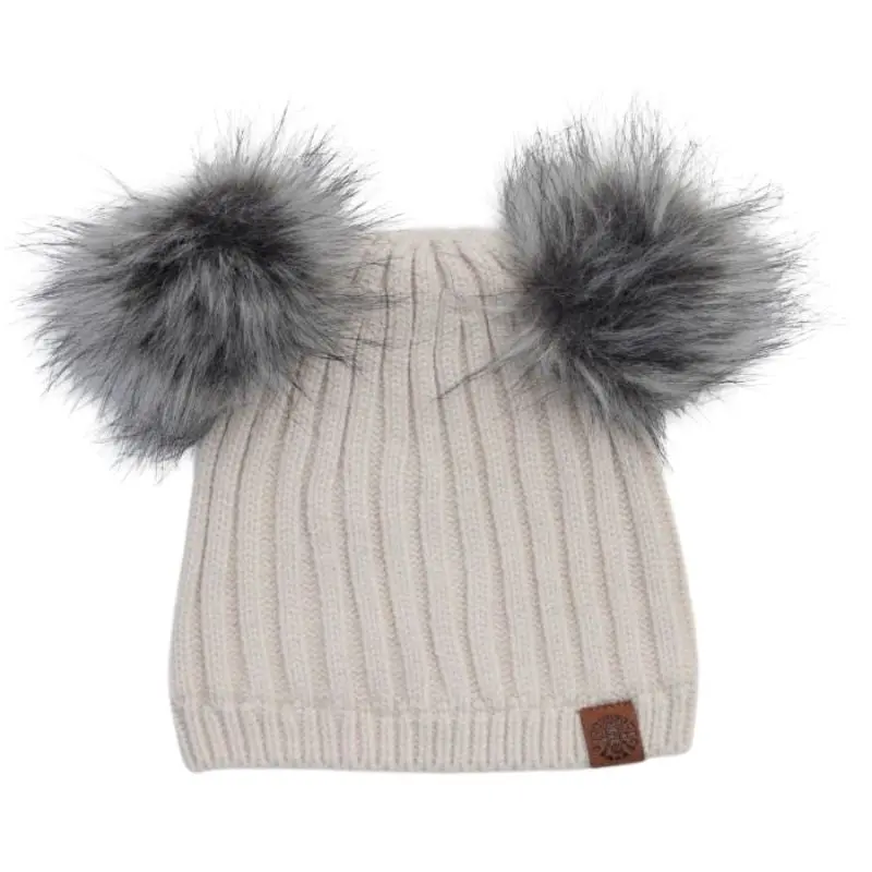 Double Pompom Baby Knit Hat 1